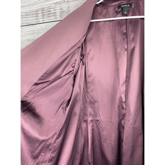 Torrid Muave Purple Longline Drape Front Blazer Plus Size 2X One Button Business - Picture 7 of 14